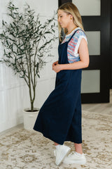 Hazel Blues® | Suit Yourself Adjustable Strap Jumpsuit in Navy