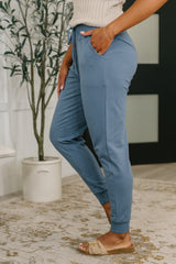 Hazel Blues® | Sweat It High Waisted Joggers in Dusty Blue