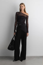 FLORAL PRINT OFF SHOULDER LONG SLEEVE TOP