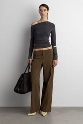 RUCHED ASYMMETRICAL LONG SLEEVE TOP