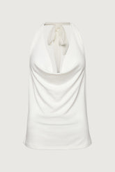 RAYON BLEND TIE NECK HALTER TOP