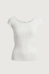 TEXTURED RIBBED KNIT CAP SLEEVE TOP