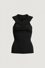 DRAPED COWL NECK SLEEVELESS TOP