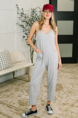 Hazel Blues® | Totally Me Spaghetti Strap Jumpsuit Grey