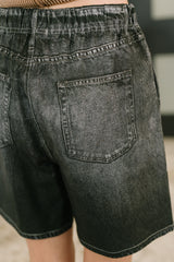 Hazel Blues® | Zenim Printed High Waisted Shorts in Charcoal