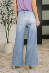 Hazel Blues® | Zenim Printed Wide Leg Bottoms in Light Wash