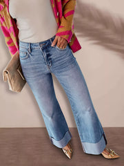 Hazel Blues® | Distressed High-Waisted Flare Jeans