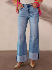 Hazel Blues® | Distressed High-Waisted Flare Jeans