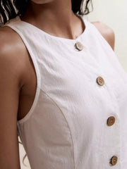 Hazel Blues® | Button-Down Sleeveless Top and Shorts Set