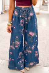 Hazel Blues® | Floral Wide Leg Jeans