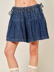 Hazel Blues® | Pleated Elastic Waist Denim Shorts