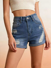 Hazel Blues® | Distressed High-Waisted Denim Shorts