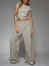 Hazel Blues® | Striped Crop Top and Wide Leg Pants Set