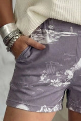Hazel Blues® | Printed Denim Shorts