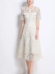 Hazel Blues® | Lace Button Up Top and Skirt Set