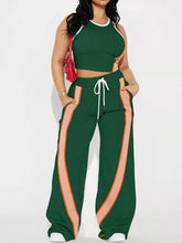 Hazel Blues® | Striped Detail Top and Drawstring Pants Set