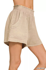 Hazel Blues® | Zenana Washed Double Gauze Shorts