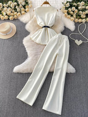 Hazel Blues® | Sleeveless Top and Wide-Leg Pants Set