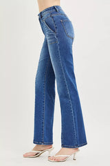 Hazel Blues® | RISEN High Rise Straight Patch Pocket Seamed Jeans