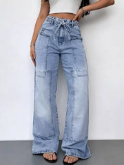 Hazel Blues® | Wash Wide Leg Cargo Jeans