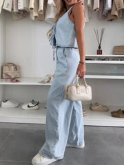 Hazel Blues® | Tie Front Vest and Jeans Denim Set