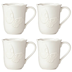 Butterfly Meadow Carved Vanilla® 4pc Mug Set