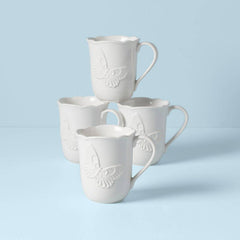 Butterfly Meadow Carved Vanilla® 4pc Mug Set