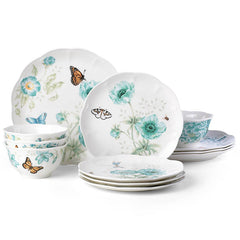 Butterfly Meadow Turquoise 12-pc Dinnerware Set