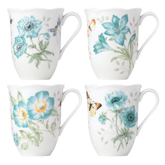Butterfly Meadow Turquoise 4-piece Mug Set