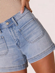 Hazel Blues® | High-Waisted Pocketed Denim Shorts