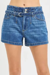 Hazel Blues® | RISEN Slouchy Denim Shorts with Belt