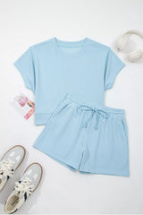 Hazel Blues® | Solid Color Loose Tee Drawstring Shorts 2pcs Outfit Set