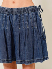 Hazel Blues® | Pleated Elastic Waist Denim Shorts