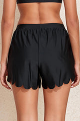Hazel Blues® | Black Scalloped Trim Beach Shorts