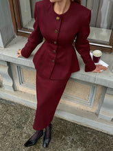 Hazel Blues® | Button Up Peplum Blazer & Skirt Set
