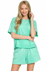 Hazel Blues® | Zenana Acid Washed Oversized Top & Shorts Set