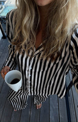 Classic PJ Set ~ Midnight Stripe Silky