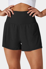 Hazel Blues® | Black Pocketed Wide Waistband Swim Shorts