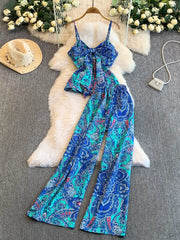 Hazel Blues® | Printed Cami and Wide Leg Pants Set