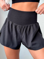 Hazel Blues® | Solid Color Ribbed Patchwork High Waist Athletic Shorts