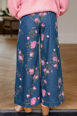 Hazel Blues® | Floral Wide Leg Jeans