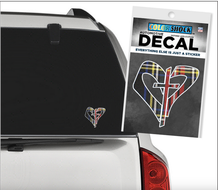 COLORSHOCK Plaid Heart & Cross Decal