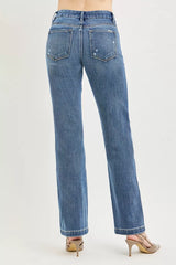 Hazel Blues® | RISEN Tummy Control 4way Stretch Mid Rise Straight Crease Line