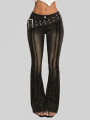 Hazel Blues® | Belted High Waist Flare Jeans