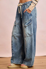Hazel Blues® | BiBi Baggy Barrel Jeans With Cargo Pockets