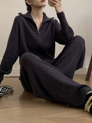 Hazel Blues® | Zip Up Outerwear and Wide Leg Pants Set