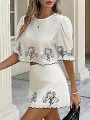 Hazel Blues® | Floral Half Sleeve Top and Skirt Set