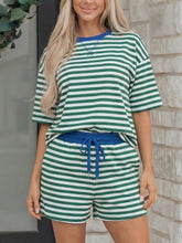 Hazel Blues® | Stripe Boxy Tee and Drawstring Elastic Waist Shorts Set