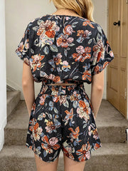 Hazel Blues® | Floral Print Crop Top and Shorts Set