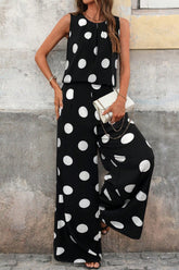 Hazel Blues® | Sleeveless Polka Dot Top and Pants Set